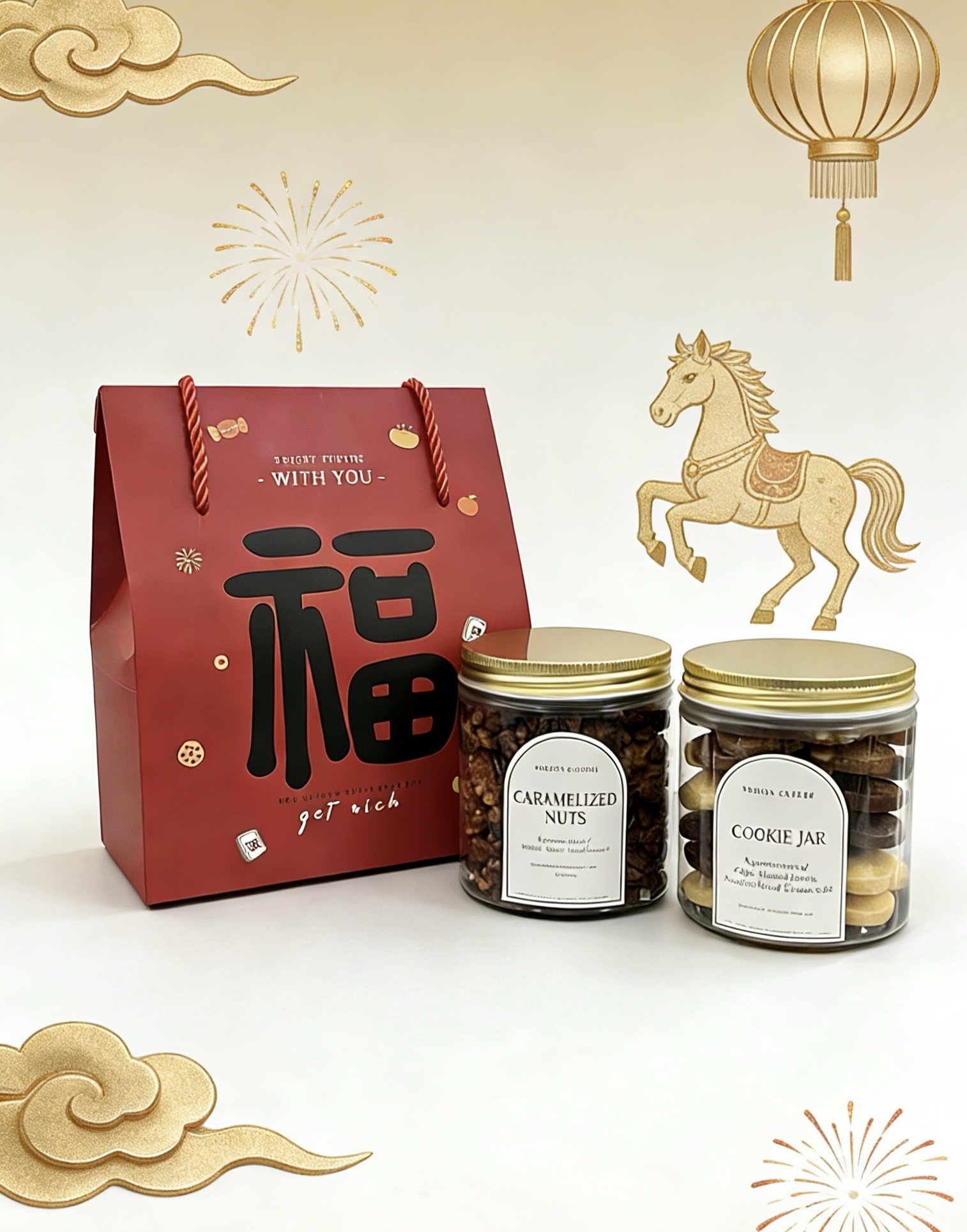 CNY Joyful Duo – Cookie Jar & Caramelized Nut